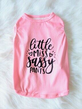Cutebone Dog Graphic Tee, Little Miss Sassy Pants, New, Medium, Pink Black